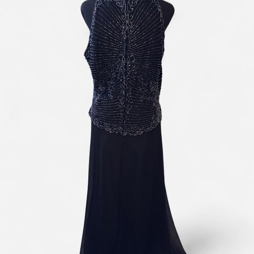 Black beaded sequin embellished formal